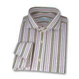 #L6 Pink and brown stripes linen Dress Shirts