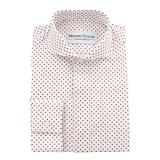 #D7 White brown dots Dress Shirts