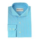 #p164 Turquoise and White checks Dress Shirts