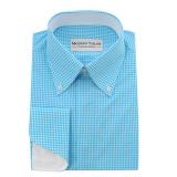#p164 Turquoise and White checks Dress Shirts