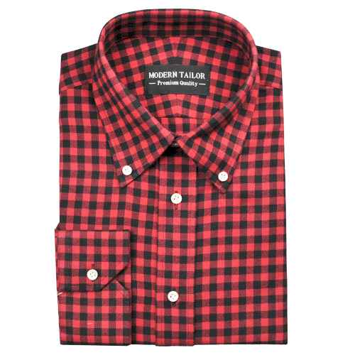 Modern Tailor | #051504-01 Red and Black Flannel Check dress shirts