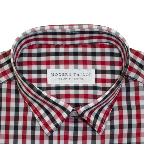 red black white check shirt