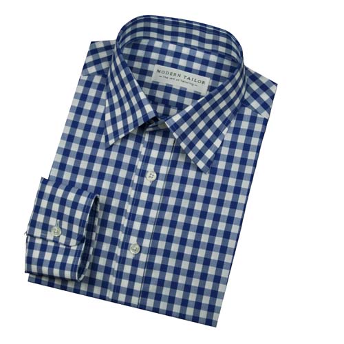 Modern Tailor | #R61743-01 Blue and White Check dress shirts