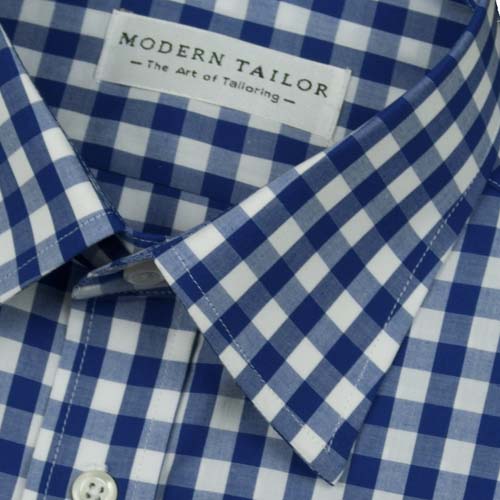 Modern Tailor | #R61743-01 Blue and White Check dress shirts