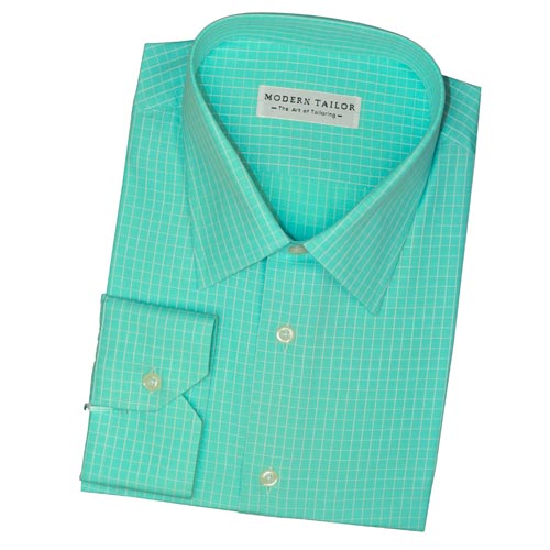 Modern Tailor | #T376 Turquoise Check dress shirts