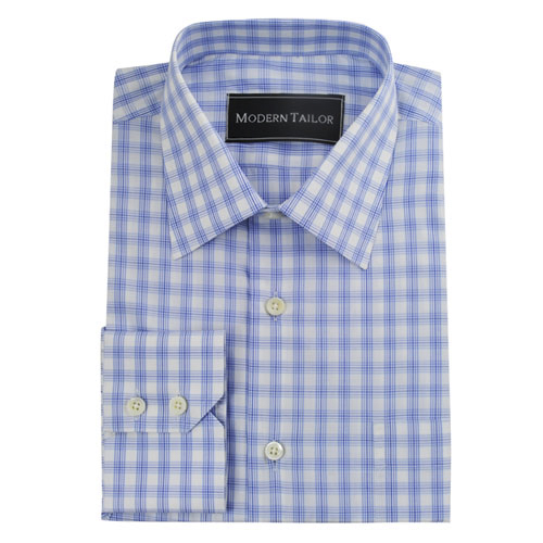 Modern Tailor | #A104 Blue and white checks dress shirts